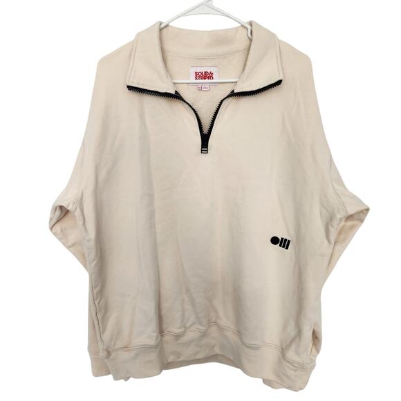 Solid & Striped Oversized Quarter Zip Sweatshirt M Cream Cozycore Coastal Fall - Picture 1 of 8